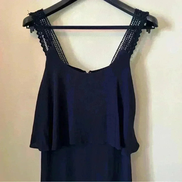 Anthropologie Maeve Navy Blue Crochet Tiered Layered Tisana Dress - Picture 6 of 9